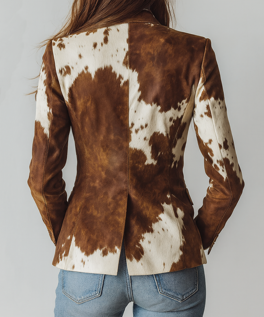 Agathe | Vintage Printed Cow Blazer Eco-Friendly