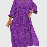 Women's Maxi Dress With Elegant Print in Purple