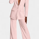 Blazer and High-Waisted Pants Ensemble in Light Pink