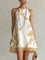 White Lace Mini Dress with Gold Pattern