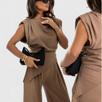 Asymmetrical Set with Draped Shoulders and Flared Pants, photo 4