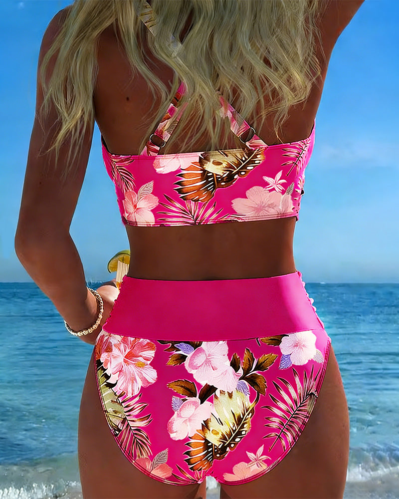 Women's Floral Contrast Split Bikini, photo 15