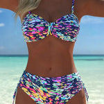 Women's Abstract Print Thin Straps Bikini in Multicolor