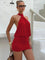 Women's Halter Backless Mini Dress in Red