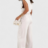 Asymmetrical Set with Draped Shoulders and Flared Pants, photo 6