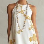 White Lace Mini Dress with Gold Pattern, photo 3