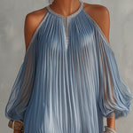Women's Blue Off-Shoulder Ruffled Mini Dress, photo 3