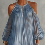 Women's Blue Off-Shoulder Ruffled Mini Dress, photo 3