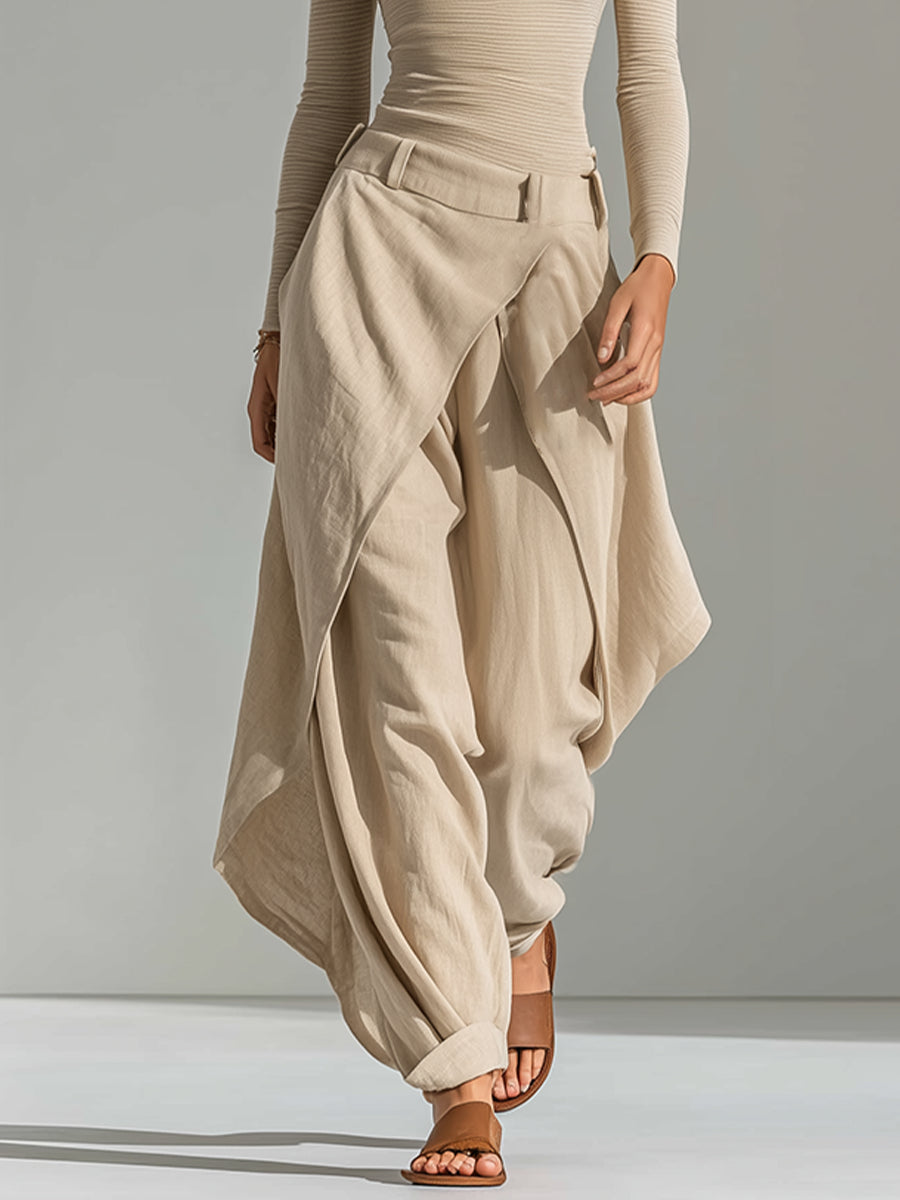 Beige Boat-Neck Top & Ruffle Pants Set, photo 4