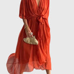 Bethany Elegant Dress in Orange