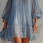 Women's Blue Off-Shoulder Ruffled Mini Dress, photo 4