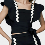 Ruffle-Sleeve Fitted Top with Wavy Accents, photo 4
