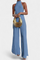 Halter Neck Asymmetrical Top with Wide-Leg Pants Set in Blue