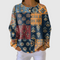 Women's Ethnic Check Floral Print Sweater in Art