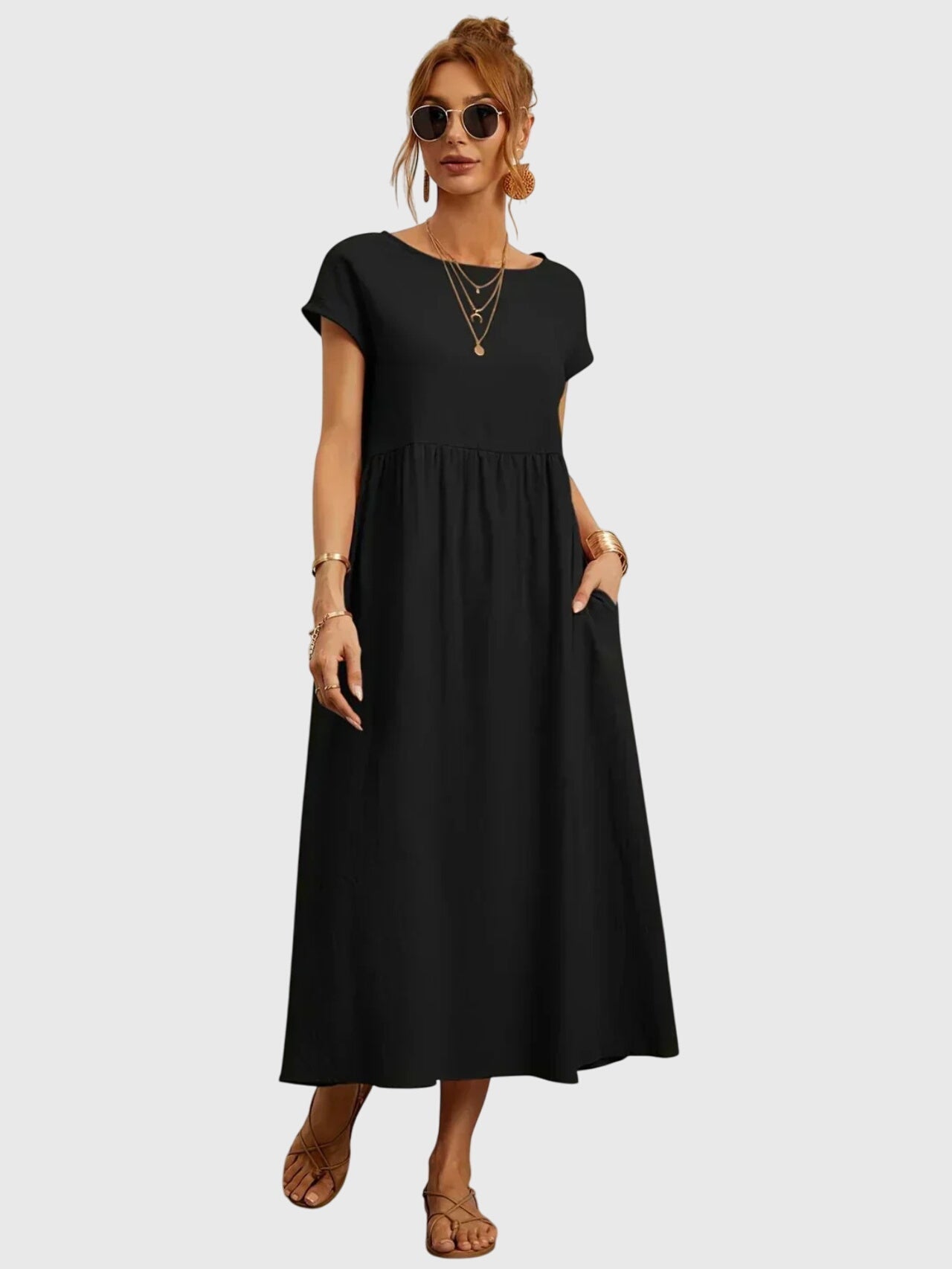 Women's Casual Pocket Dress in Black