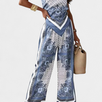 Women's Bandeau Top and Wide-Leg Pants in Light Blue