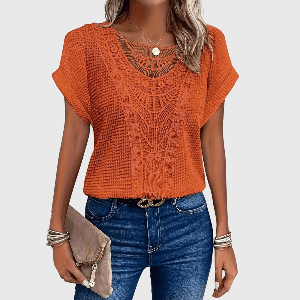 Women's Elegant Ibiza Style Blouse in Orange