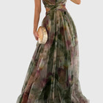 Women's Floral Maxi Dress in Green
