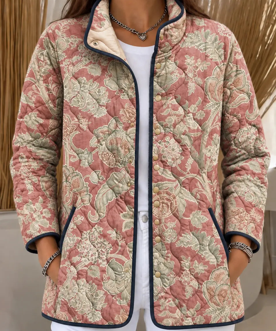 Women's Pink Paisley Quilted Jacket