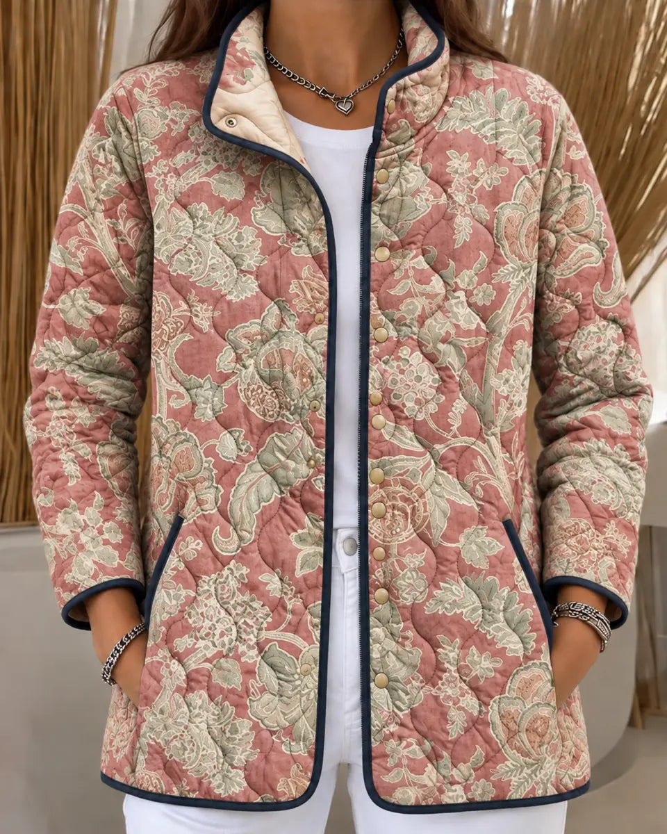 Women's Pink Paisley Quilted Jacket