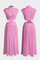 High-Neck Top & Side-Slit Skirt Set in Pink