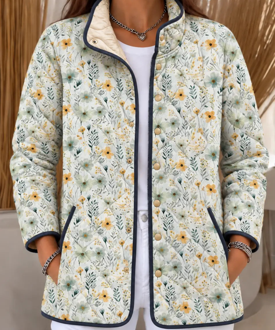 Light Quilted Jacket with Yellow Florals