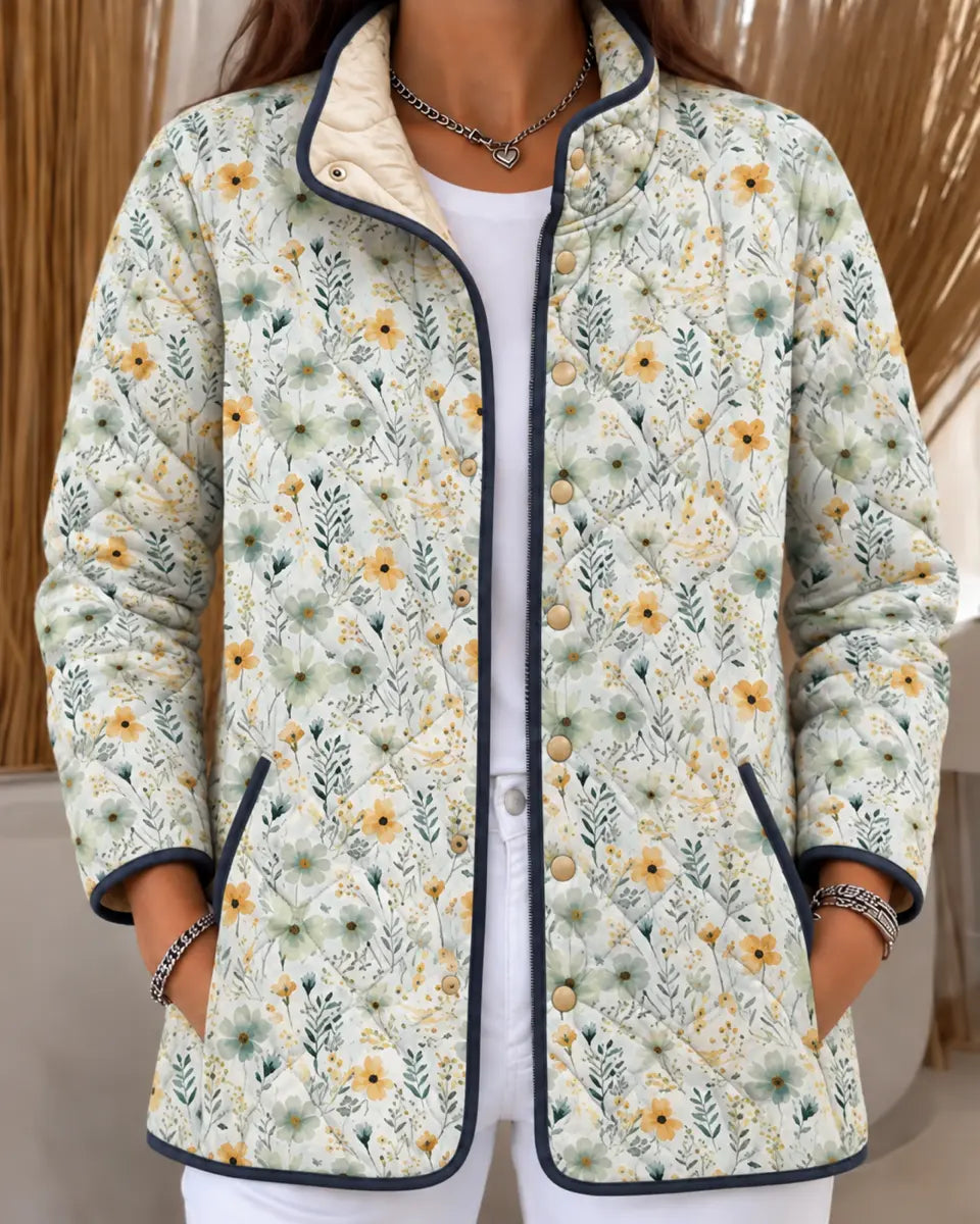 Light Quilted Jacket with Yellow Florals