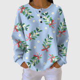 Women's Cozy Christmas-Themed Sweater in Blue