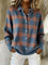Women's Plaid Knit Shirt Jacket in Blue & Orange