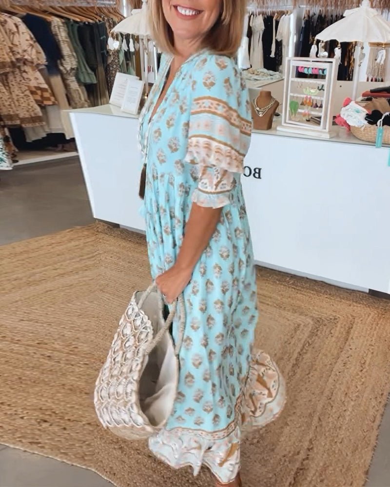 Women's Chic Floral V-Neck Maxi Dress, photo 4