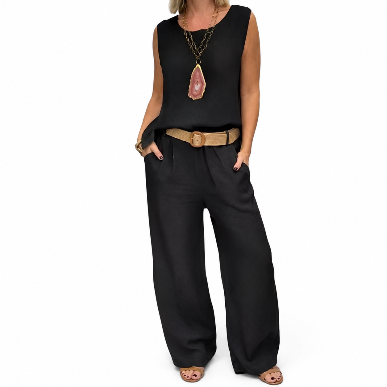 Women's Bohemian Two-Piece Set in Black