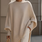 Women's Oversized Batwing-Sleeve Sweater in Beige