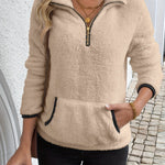 Women's Half-Zip Hoodie in Khaki