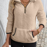 Women's Half-Zip Hoodie in Khaki