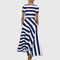 Carly Striped Midi Dress in Dark Blue