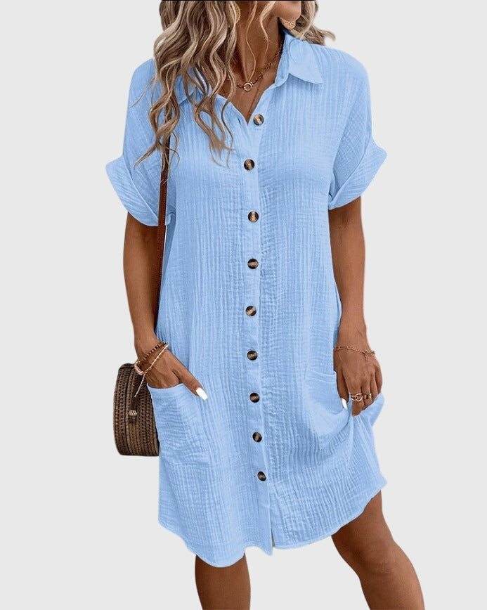 Caroline Comfortable Dress in Light Blue