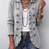 Heather Grey Ribbed Knit Ruffle Jacket