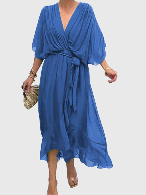 Bethany Elegant Dress in Navy Blue