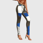 Women's Tube Pants with Color Block Pattern in Blue