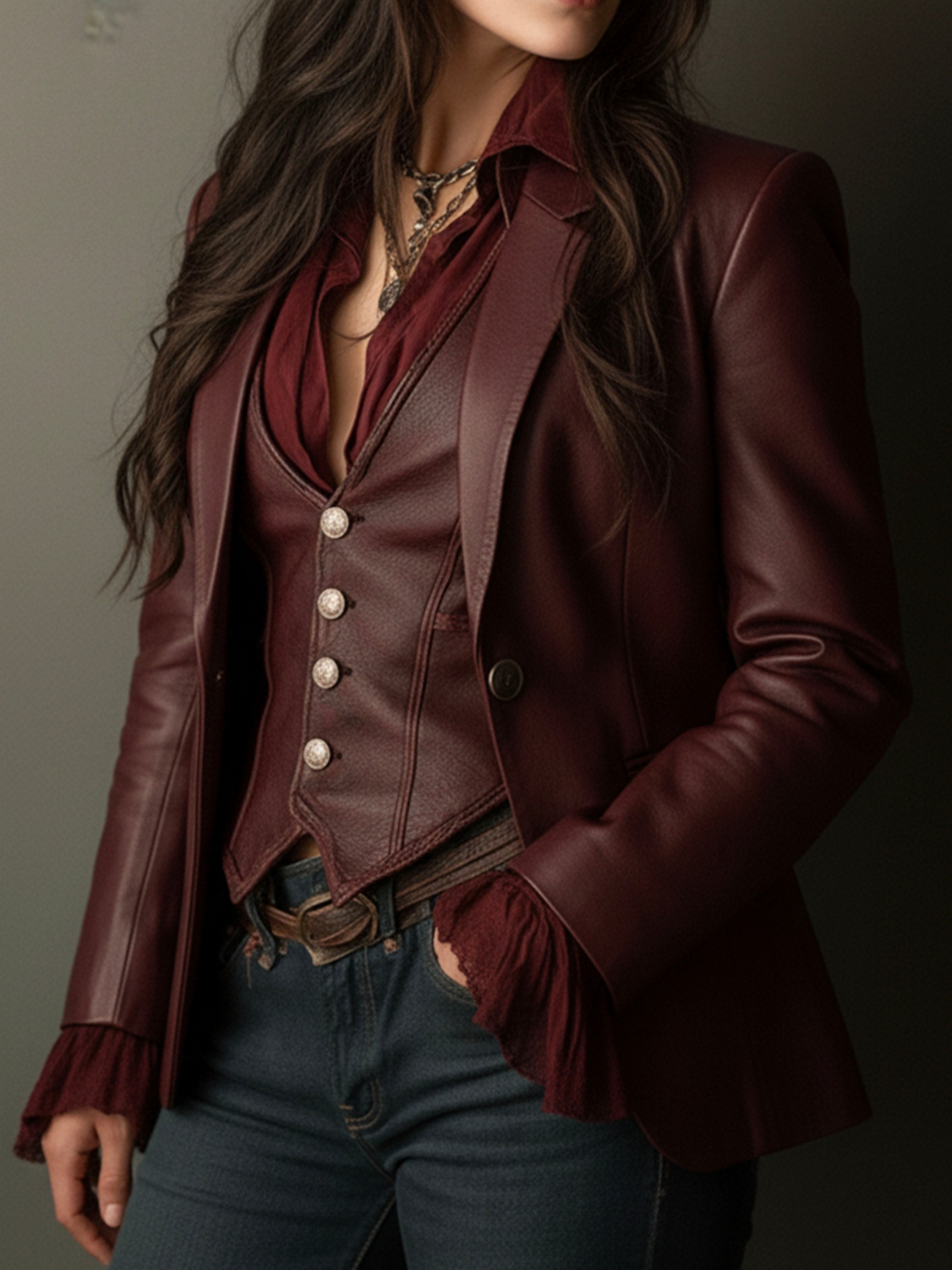 Delphine | Vintage Burgundy Blazer