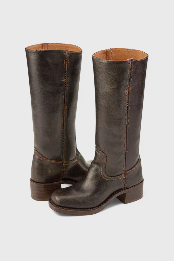 Grace Insulated Leather Boots in Dark Brown