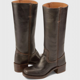Grace Insulated Leather Boots in Dark Brown