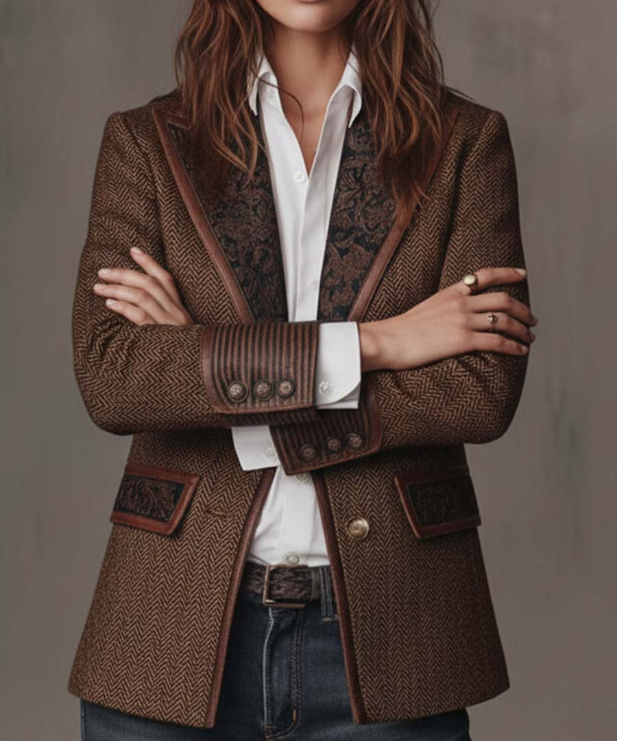 Gisèle | Chevron Print Panel Blazer