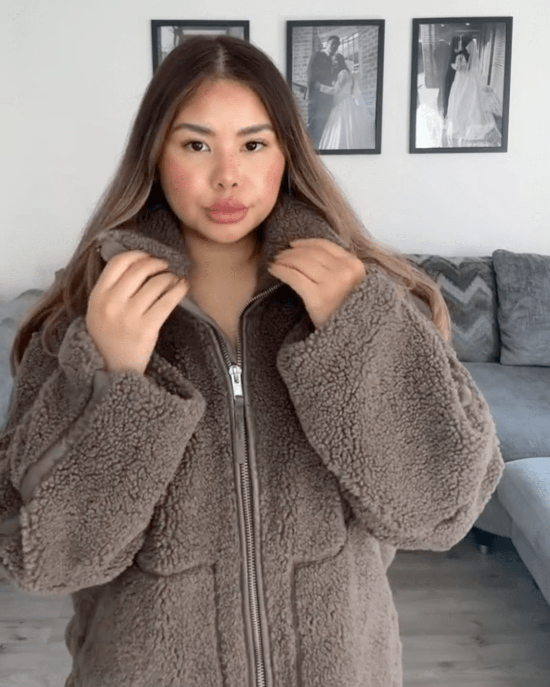 Oversized Teddy Jacket with Stand Collar, photo 10