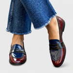 Women's Contrast Loafers in Red/Blue