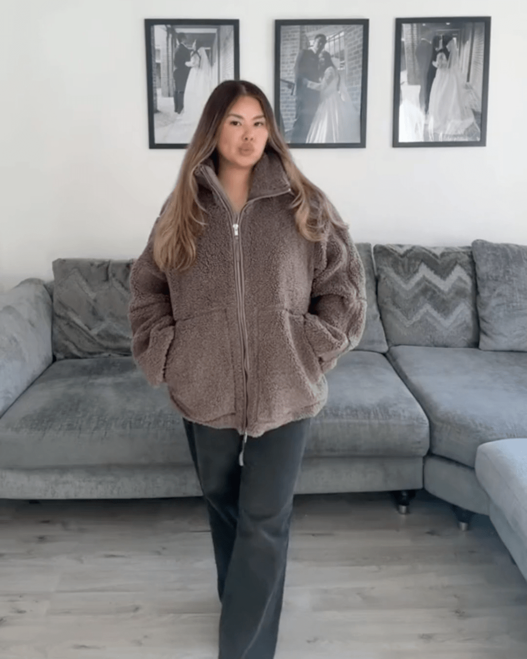 Oversized Teddy Jacket with Stand Collar, photo 9