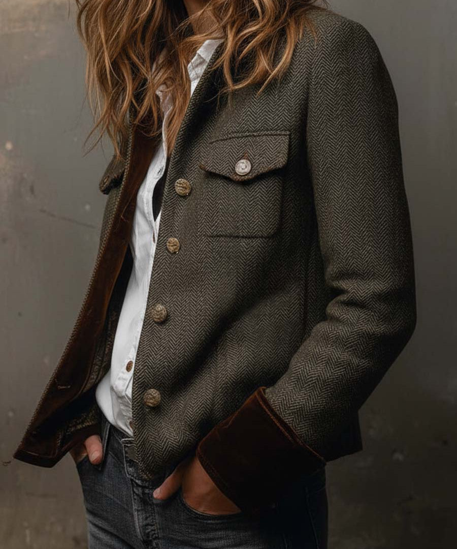 Honorine | Vintage Blazer with Contrasting Piping