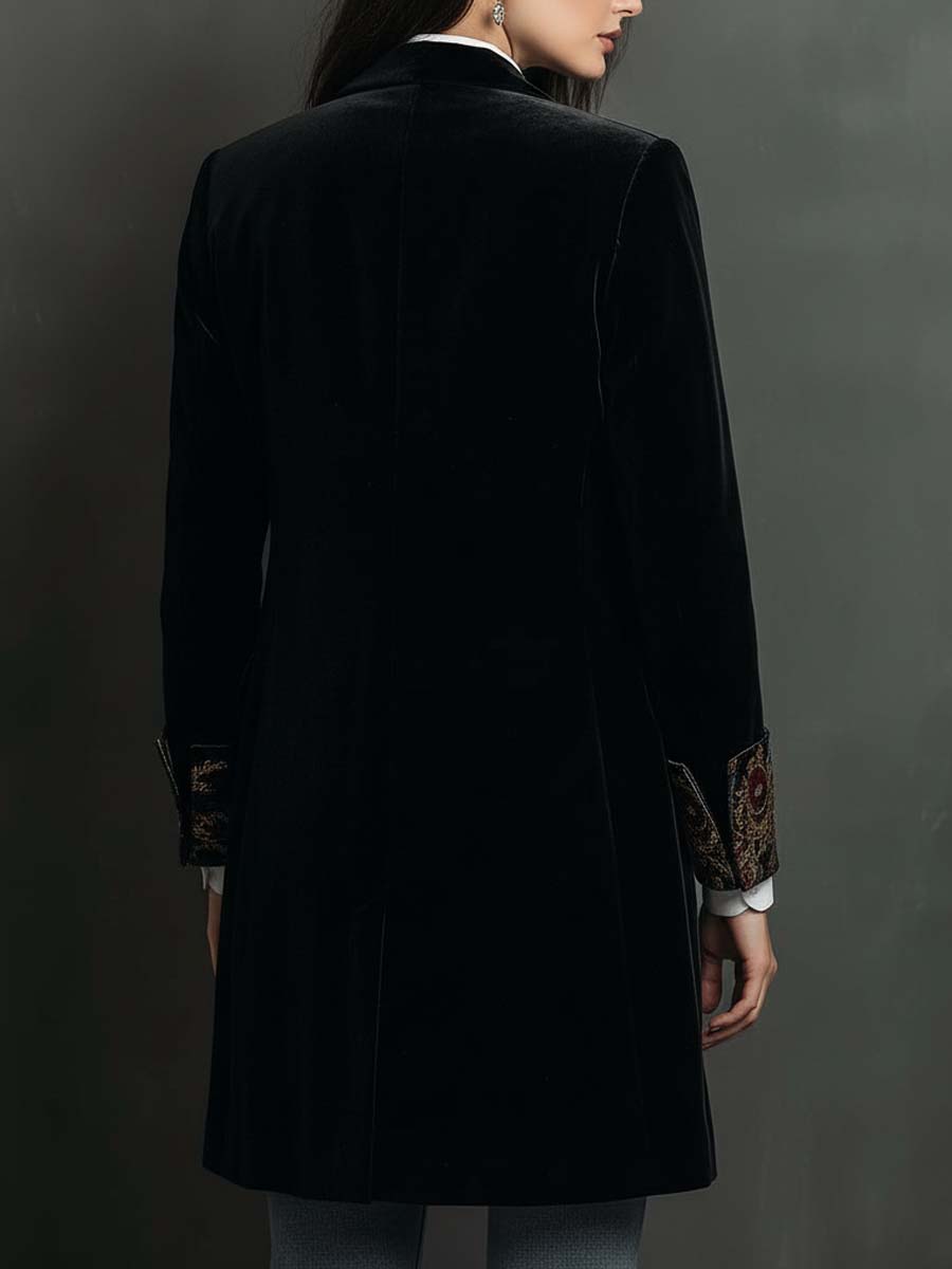 Léontine | Fitted Black Baroque Printed Blazer