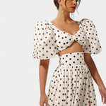 Women's Puff Sleeve Top with Front Slit Skirt, photo 4