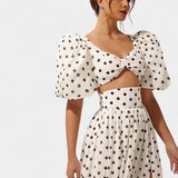 Women's Puff Sleeve Top with Front Slit Skirt, photo 4
